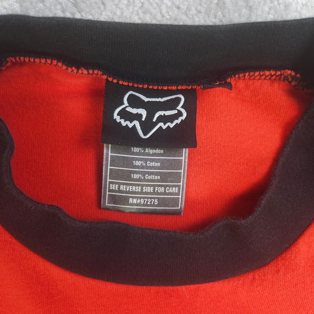 Vintage Fox Racing Motocross Jersey Mens Medium Red Black Cotton Long Sleeve Y2K - Picture 3 of 10